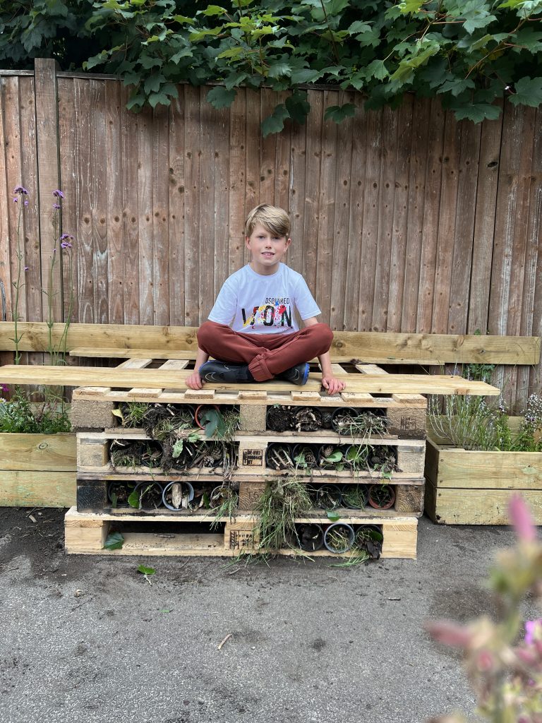 Part of the donated garden at winkfield primary school - bug hotel