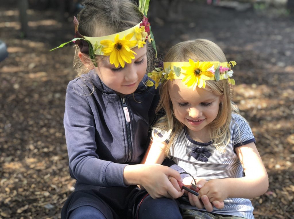 Girls playing outside 